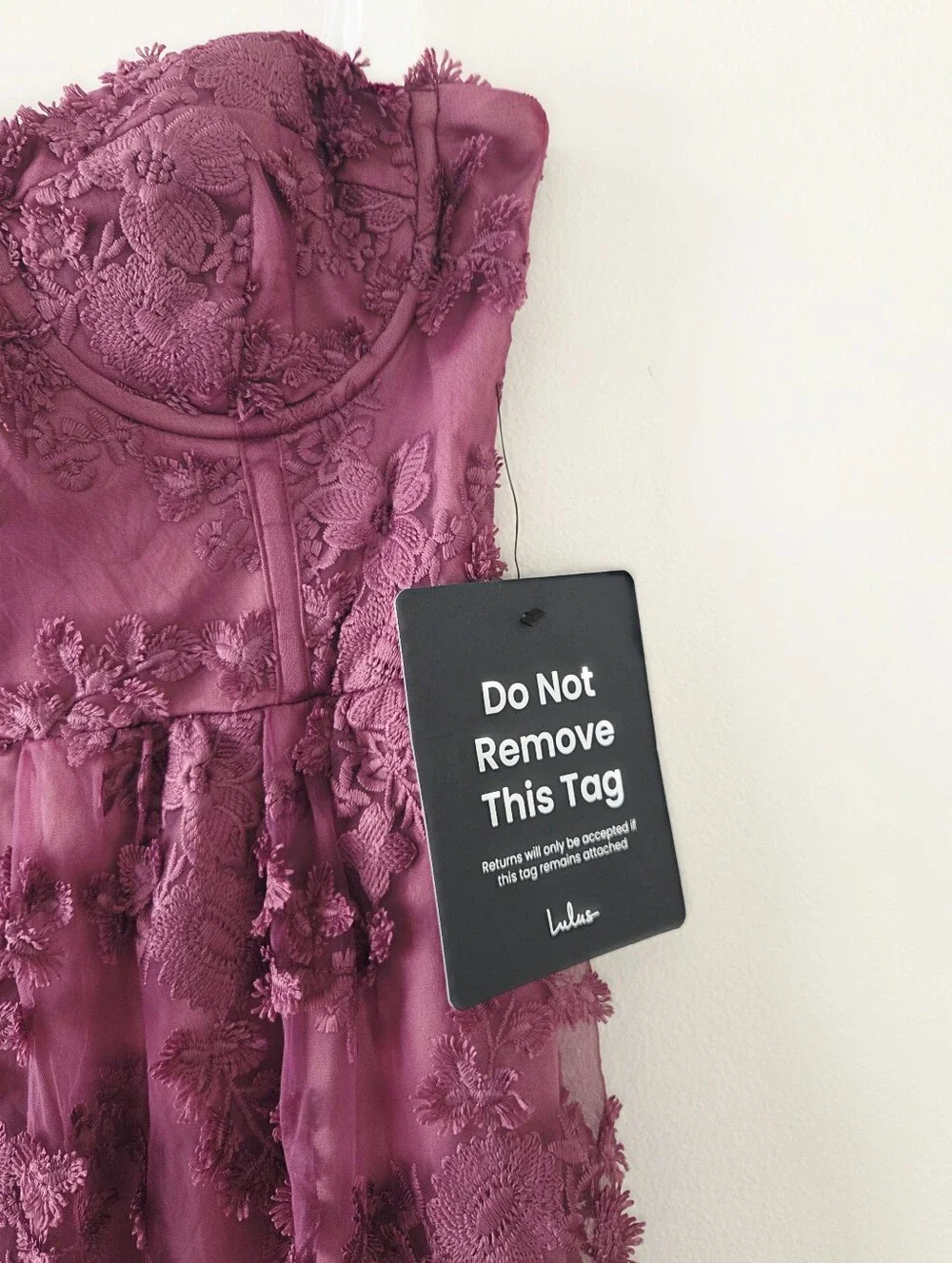 Lulus Quite Perfect Purple Floral Embroidered Strapless Midi Dress Medium